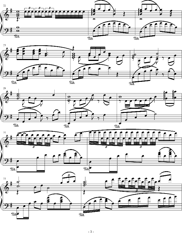 织梦行云（仙剑奇侠传四）钢琴版钢琴谱 第3页