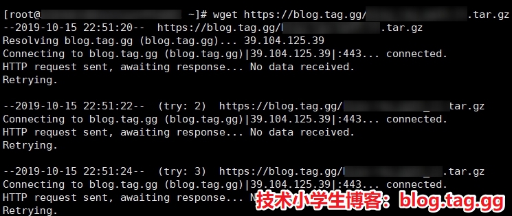 Wget下载报HTTP request sent, awaiting response… No data received处理方法