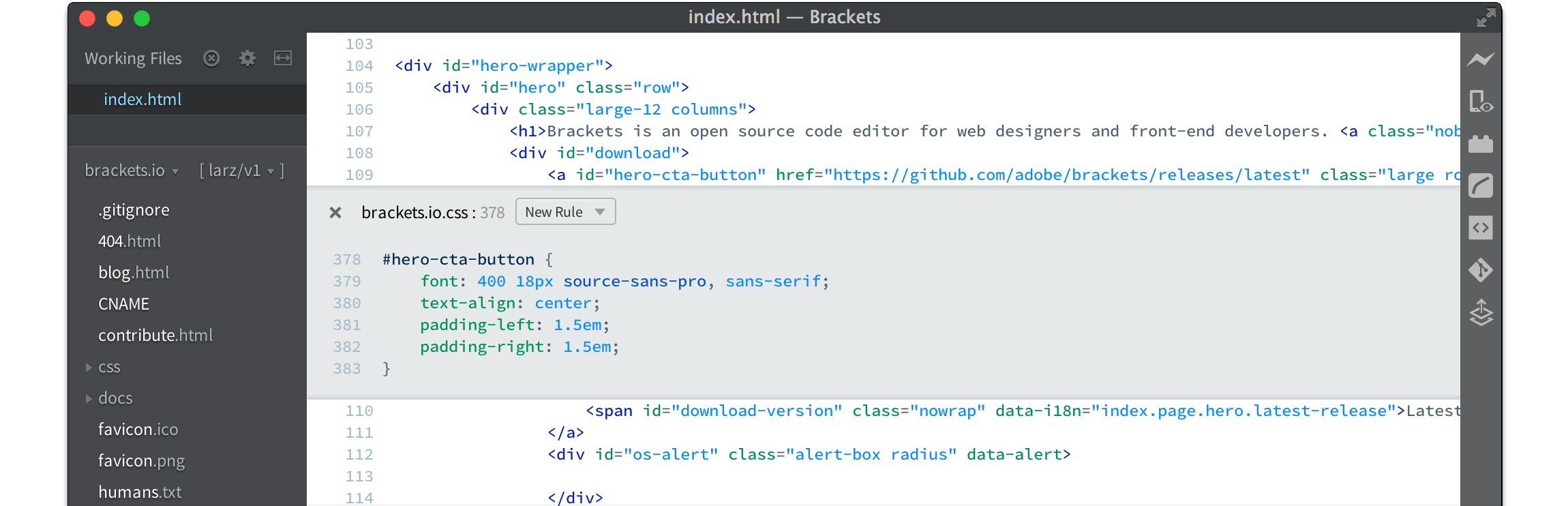 Brackets 1.14.2 发布 Adobe 的开源 HTML/CSS/JavaScript IDE