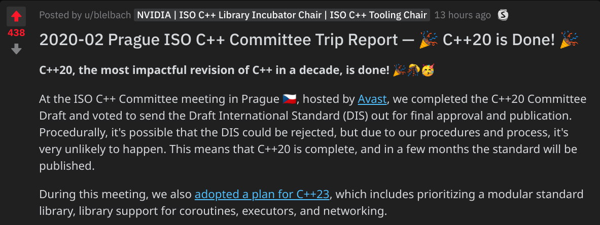 C++ 20 准备发布 C++ 23 提上议程