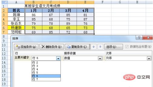 excel中怎样批量横向排序?