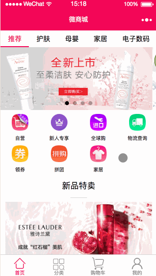 微信小程序商城开发之动态API把商品进行分类（代码）