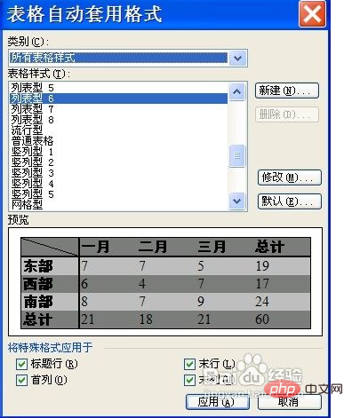 word表格怎么自动套用格式