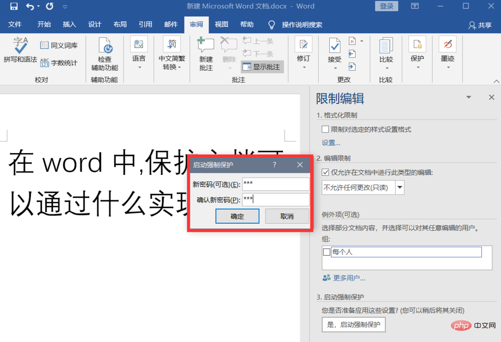 在word中保护文档可以通过什么实现？