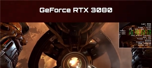 《毁灭战士：永恒》4K分辨率下光追RTX 3080实机测试：碾压2080 Ti