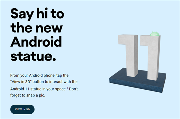 Android 11正式版发布：谷歌在总部树新系统3D AR雕像引围观