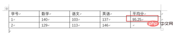 word表格求平均值的方法