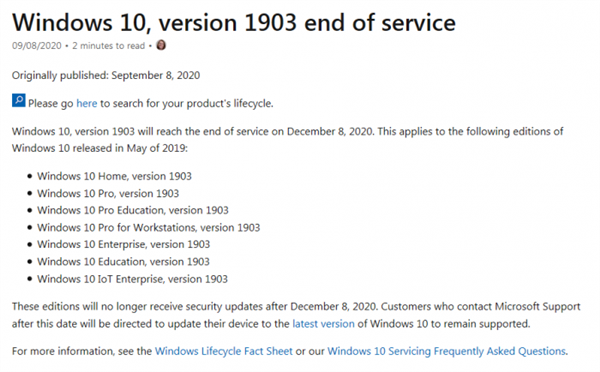微软痛下杀手！Win10第二大稳定版本宣布停止支持