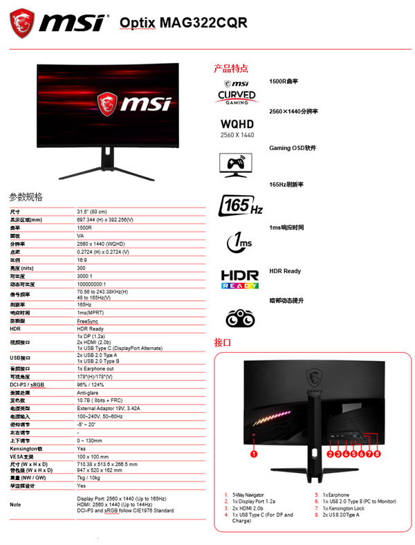 RTX 30显卡搭档，微星发布5款电竞显示器：1ms+240Hz