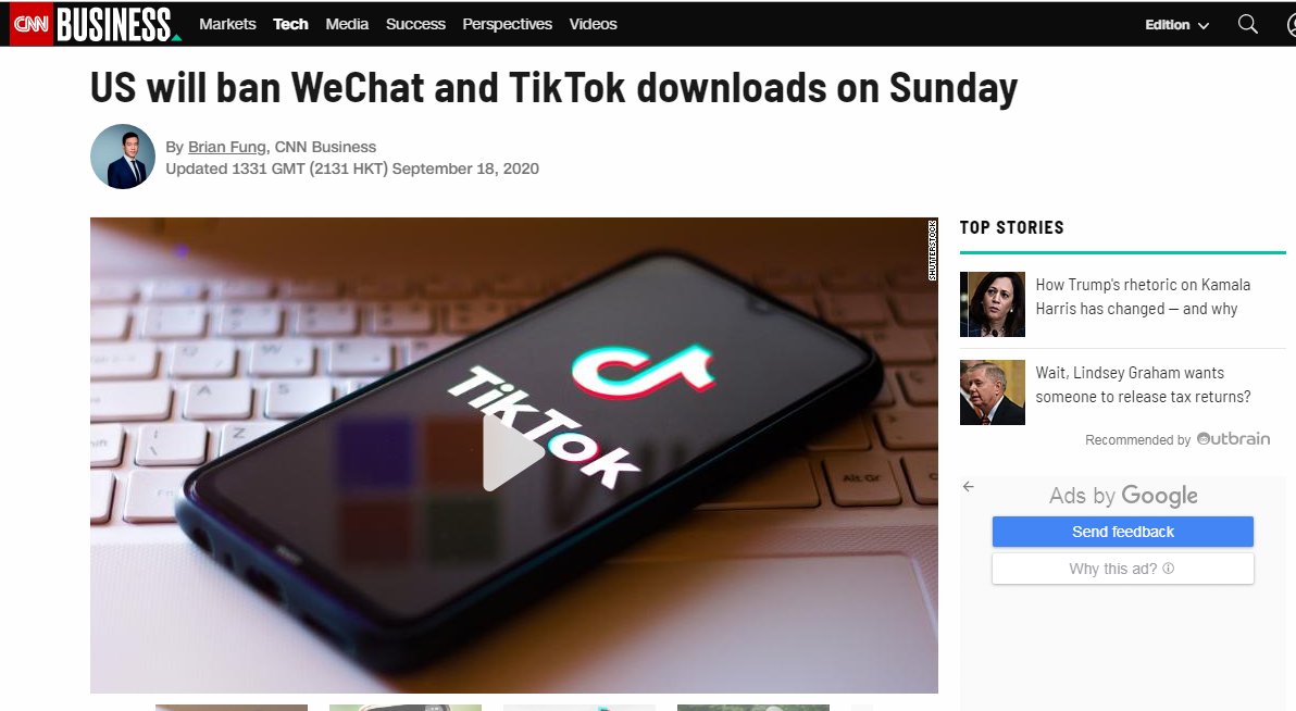 突发！美国宣布禁止TikTok和WeChat！本周日执行！