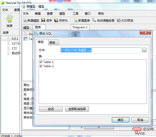 navicat怎么导出模型