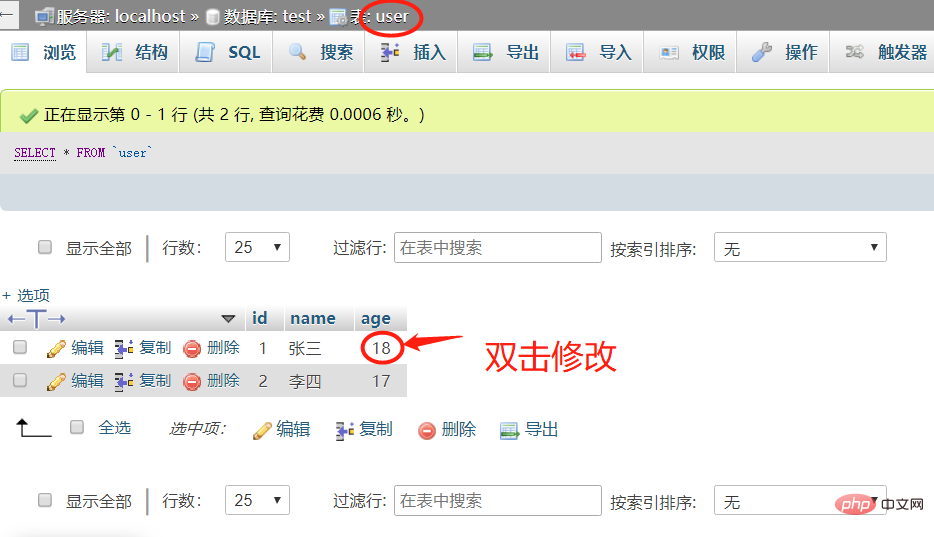 phpmyadmin怎么修改表的数据