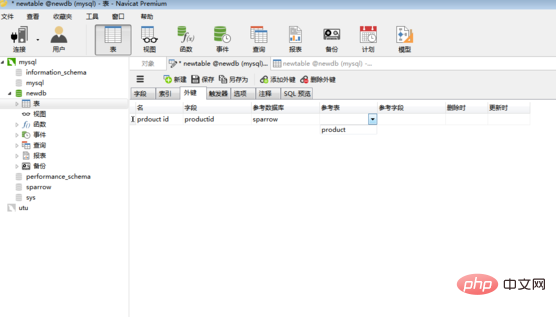 navicat怎么设置外键