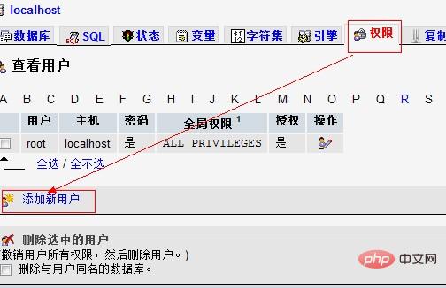 如何在phpmyadmin增加用户