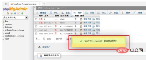 phpmyadmin怎么更改数据库的密码