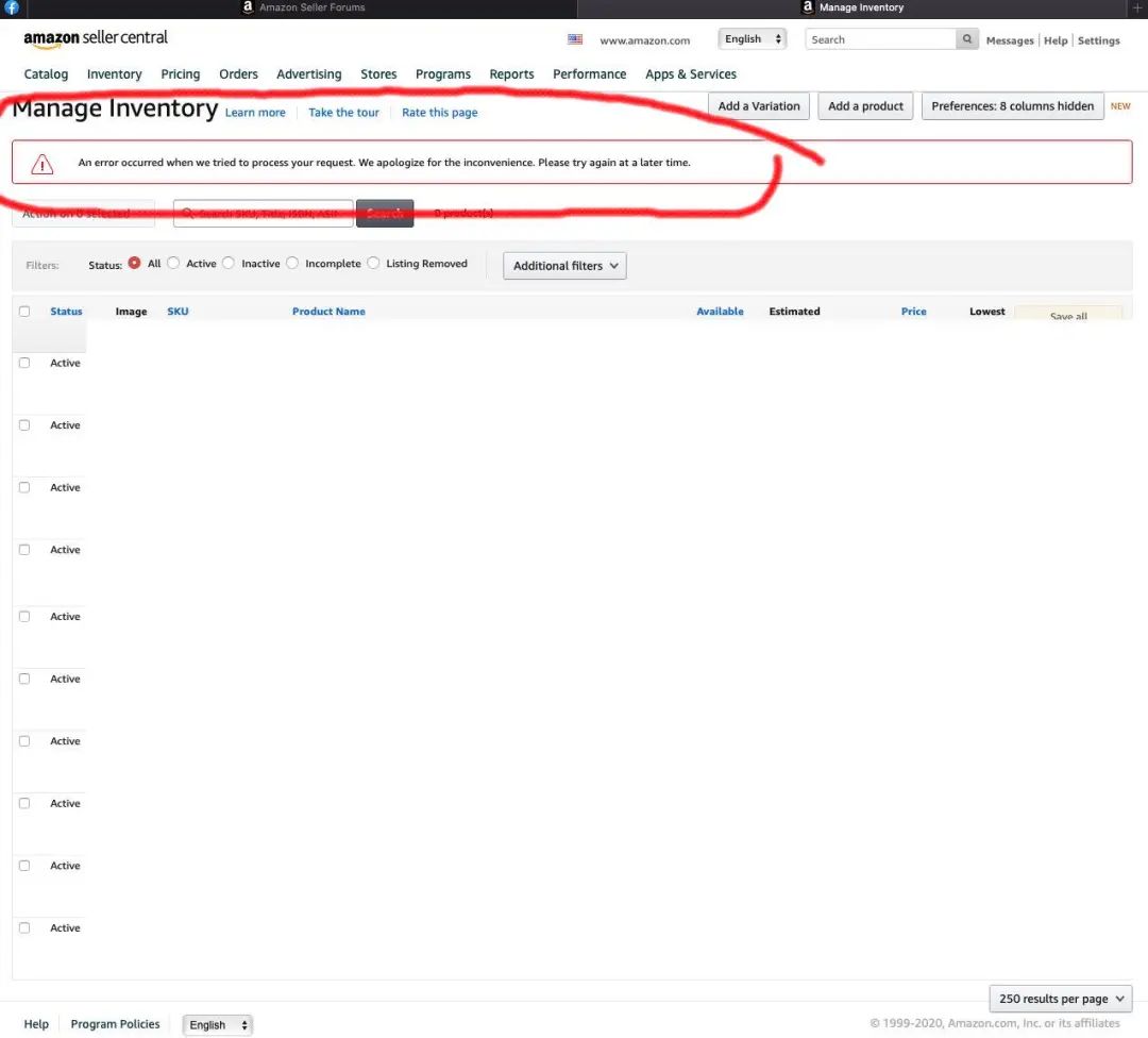 突发！亚马逊管理库存页面崩溃，大批量卖家慌了