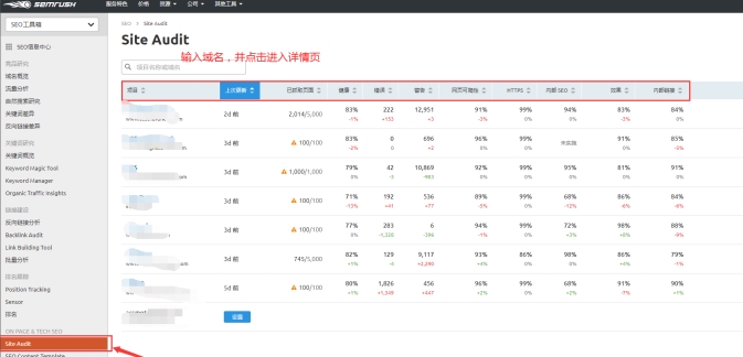 SEMrush 5- Site Audit Overview Report