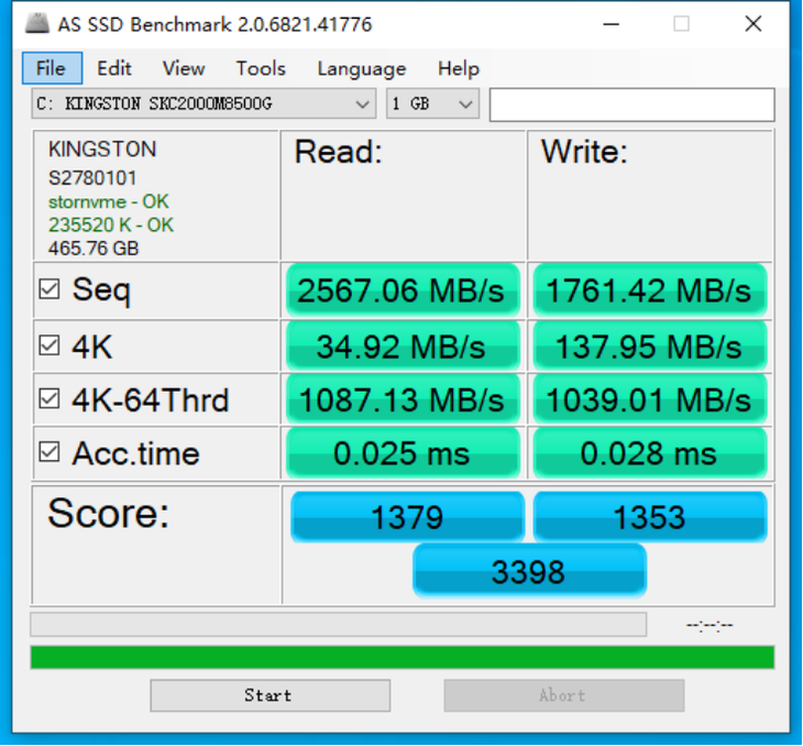 金士顿硬盘质量怎么样（金士顿KC2000M.2NVMe固态硬盘评测）