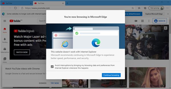 微软强制退休IE浏览器：部分网址只能用Edge打开