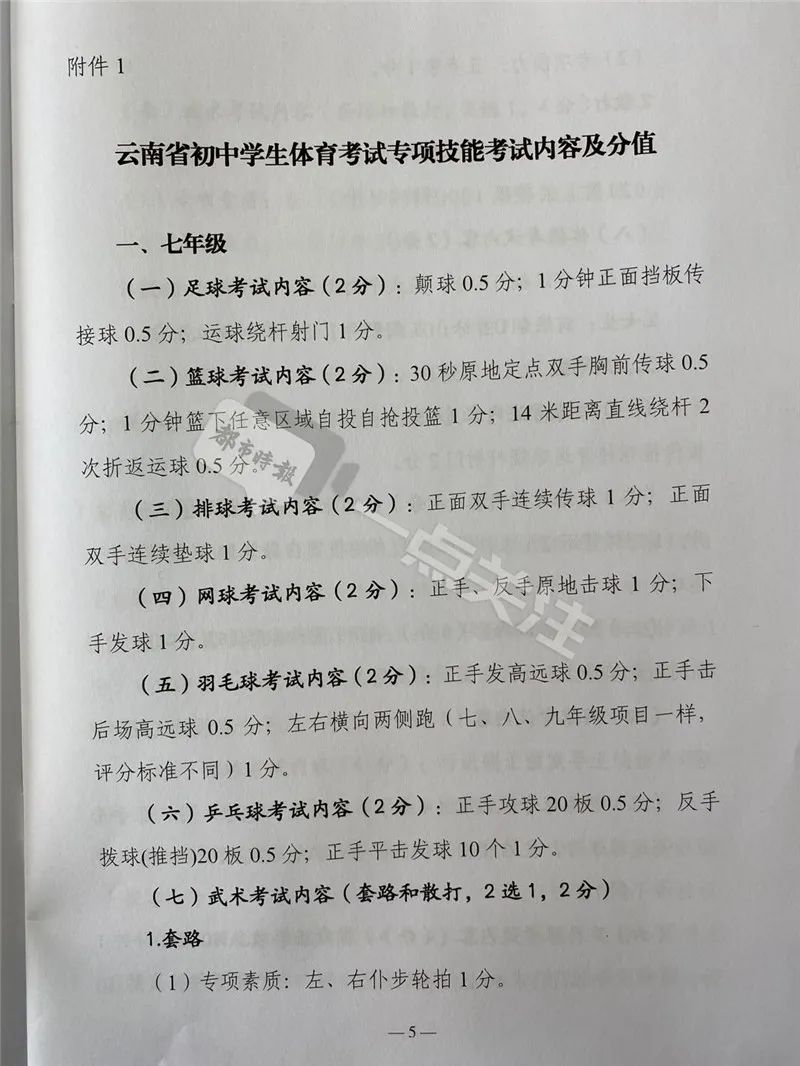 云南体育中考100分怎么构成？基础体能必测6项、选测2项