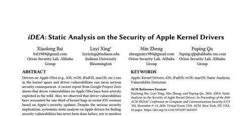 检测技术接连发现35个苹果系统漏洞 阿里安全研究论文被国际顶会收录