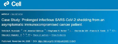 研究揭示传染性新冠病毒在一名无症状患者体内至少持续存在70天