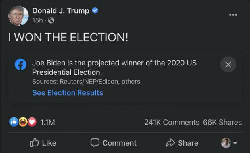 内部数据显示FB给特朗普的虚假主张加上标签后 未能减缓其传播