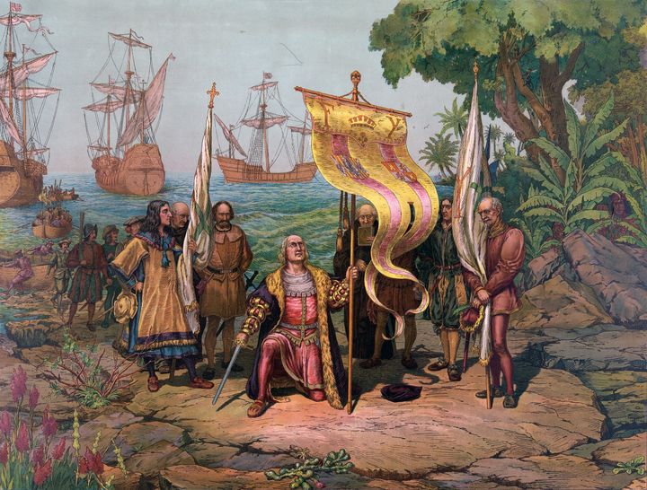 哥伦布发现美洲新大陆，屠杀印第安人，掠夺黄金和强抢民女