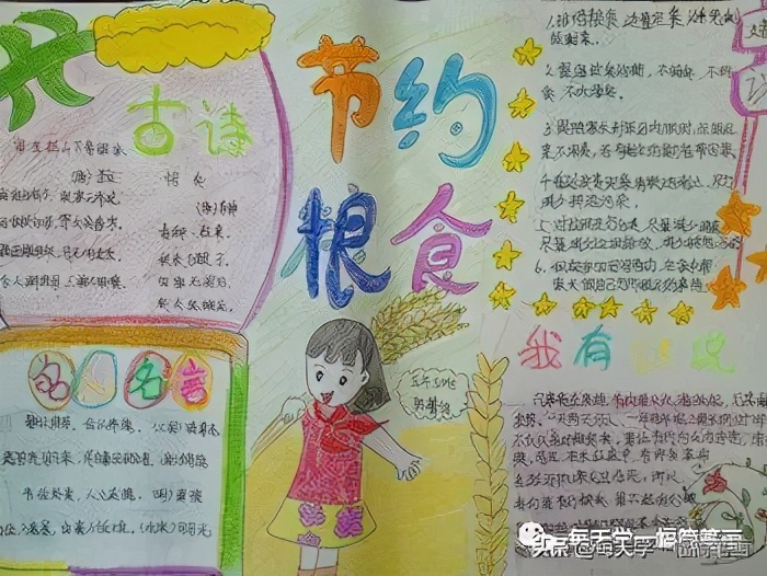 每天学一幅简笔画--小学生节约粮食手抄报